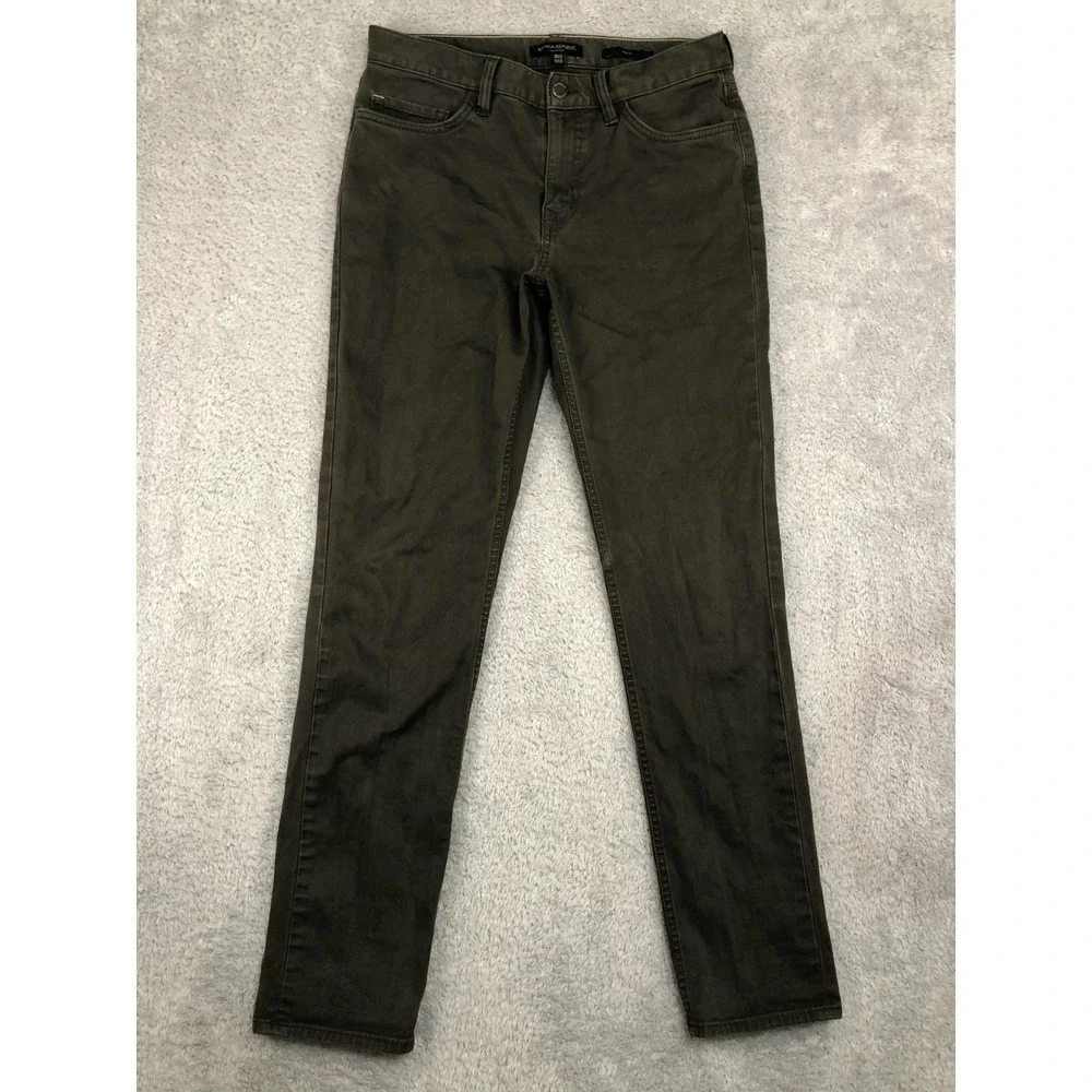 Banana Republic Jeans Men 30x30 (Tag 30x32) Traveler Slim Fit Olive Green